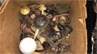 Box of antique door and drawer knobs, mostly wood