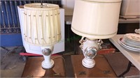 Pair of colonial couple table lamps with fancy
