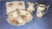 Four pieces of Victorian porcelain China, divided