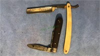 Straight razor with the bone handle, two blade