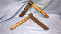 Two wrought iron wood cutters, blade is about 12