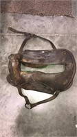 Antique leather horse saddle, (834)