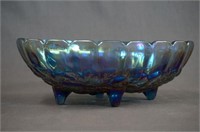 Blue Carnival Glass Harvest Centerpiece Bowl
