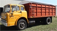 1973 Ford 750, cabover, gas, 15' grain bed, rear hoist, roll over tarp (view 1)