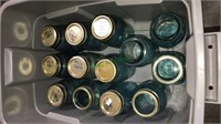 13 blue ball mason fruit jars most w/Lids