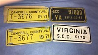 1971 Campbell county Virginia car tags, 1967 car