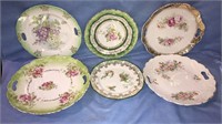 Six Victorian porcelain China serving trays,