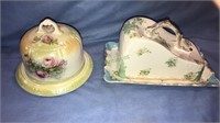 Victorian porcelain covered butter dish and a