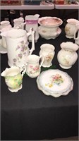 Six pieces of Victorian porcelain China, hot