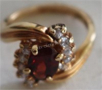 GOLD PLATED STERLING RING W/ TOPAZ &