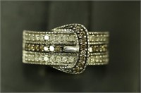 MICRO PAVE DIAMOND BELT STERLING SILVER RING