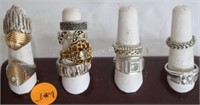 LOT OF 12 STERLING SILVER RINGS. 79G TOTAL WEIGHT