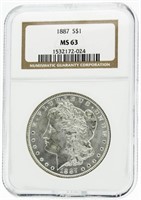 1887 MS63 Morgan Silver Dollar