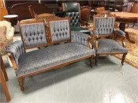 Victorian settee & chair