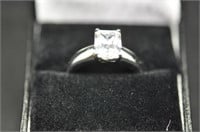 2.50ct Emerald cut white sapphire solitaire ring
