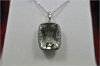 10.22ct green amethyst diamond necklace