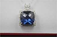 10.15ct London Blue Topaz diamond necklace 14kt