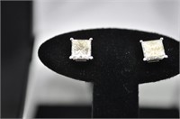 4.02ct princess cut diamond solitaire earrings