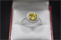 2.28ct Yellow sapphire Halo Ring