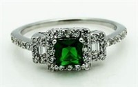 Princess Cut Emerald Designer Ring