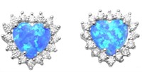 Australian Blue Opal Heart Shape Earrings