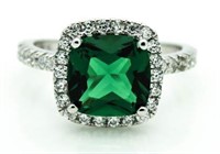 Cushion Cut 3.85 ct Emerald Solitaire Ring