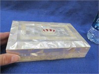 mother of pearl inlaid box (crown on top)