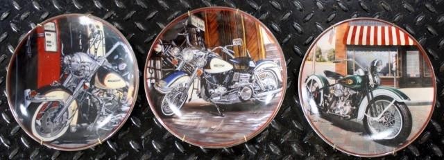 Franklin Mint Harley Davidson Collector Plates "Heritage Softail Classic", "1968 Electra-Glide", "1936 Knucklehead"
