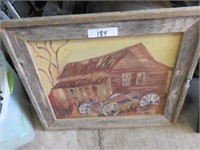 OLD BARN AND WAGON PAINTING
