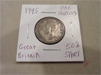 1945 ONE SHILLING 50% SILVER