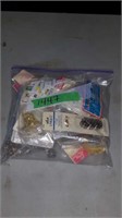 BAG OF BUTTONS, ZIPPERS, & ASSORTED SEWING NOTIONS