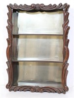 Carved Wood Display Shelf w/Mirror Back
