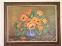 Original Oil Framed Poppy Painting