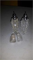 TWO PAIRS OF CUT GLASS SALT & PEPPER SHAKERS