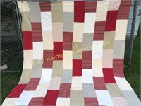 Woolrich red tan gray block quilt