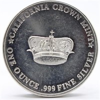 One Troy Ounce .999 Fine Silver California Crown