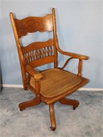 Antique Oak Press Back Office Chair
