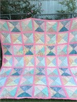 King size pink border patch work quilt