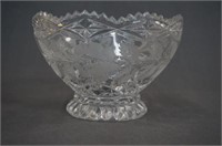 Cut and Etched Crystal Footed 6" Candy Bowl