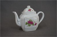 Fine Porcelain China Rose Decorated Teapot