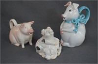 Fine Ceramics Pig Milk Pitcher, Creamer and Sugar