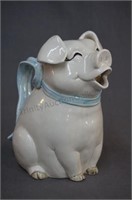 1983 Fitz and Floyd Pig Pitcher with Ribbon Handle