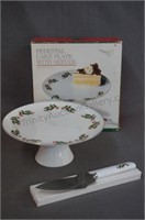 Fine Porcelain Pedestal Cake Plate with Server