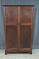 Antique Gentleman's 2 Door Oak Armoire - Closet
