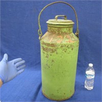 vintage green painted cream can - 20in+ tall