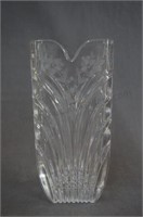 Modern Cut and Etched Glass 9" Centerpiece Vase