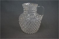 Vintage Blown Art Glass Clear Hobnail Pitcher