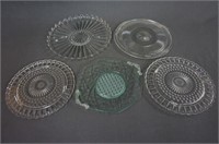 5 Vintage Cake Plates and Hostess Platters