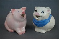 Clay Art Pink Pig & Speckled Pig Milk Pitchers