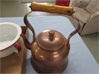 Pie lift w/ wooden handle, Copper tea kettle